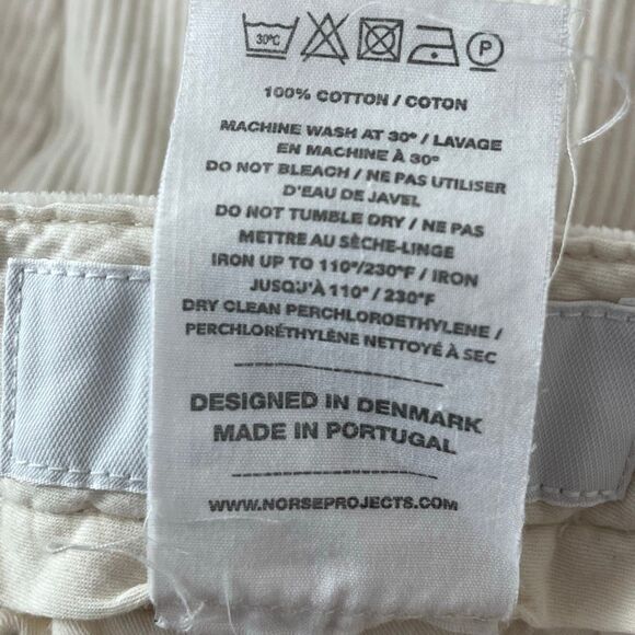 Norse Project White Aros Corduroy Regular Fit Straight Leg Pants Men's Size 32 - Picture 9 of 10